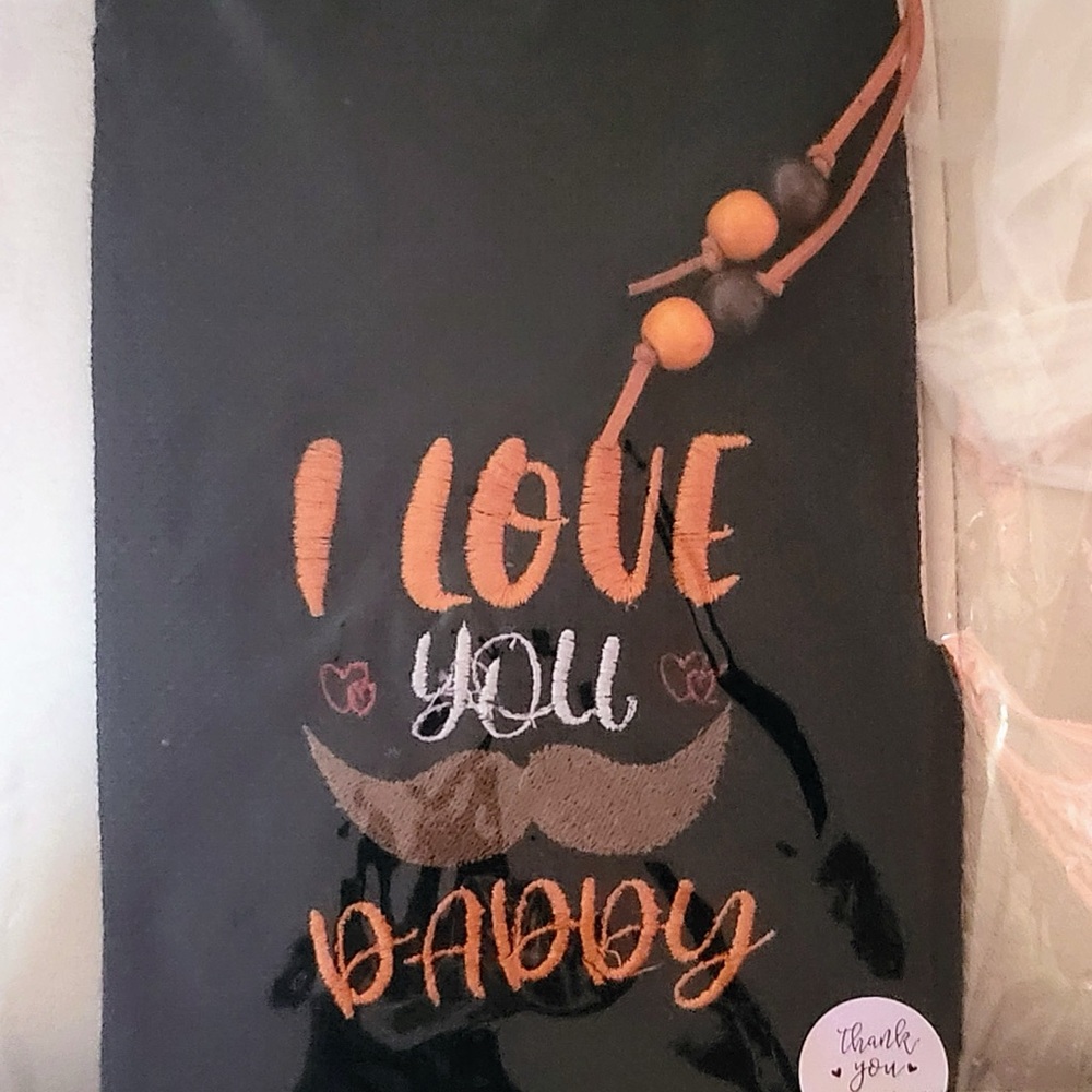 Black and Orange Embroidered “I Love You Daddy” Bottle Holder